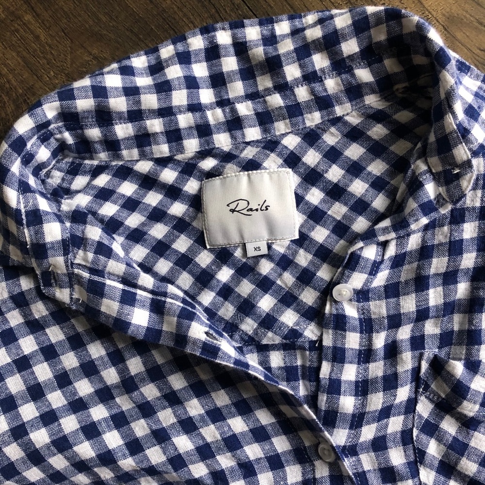 Rails Val Gingham Tie Shirt Button Down Xs - image 3